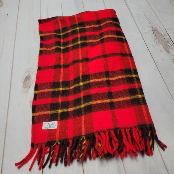 Vintage Faribo fluff loomed pure wool throw red plaid blanket - Picture 1 of 4